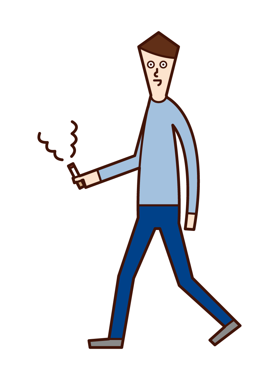 歩きながらタバコを吸う人 男性 のイラスト フリーイラスト素材 Kukukeke ククケケ