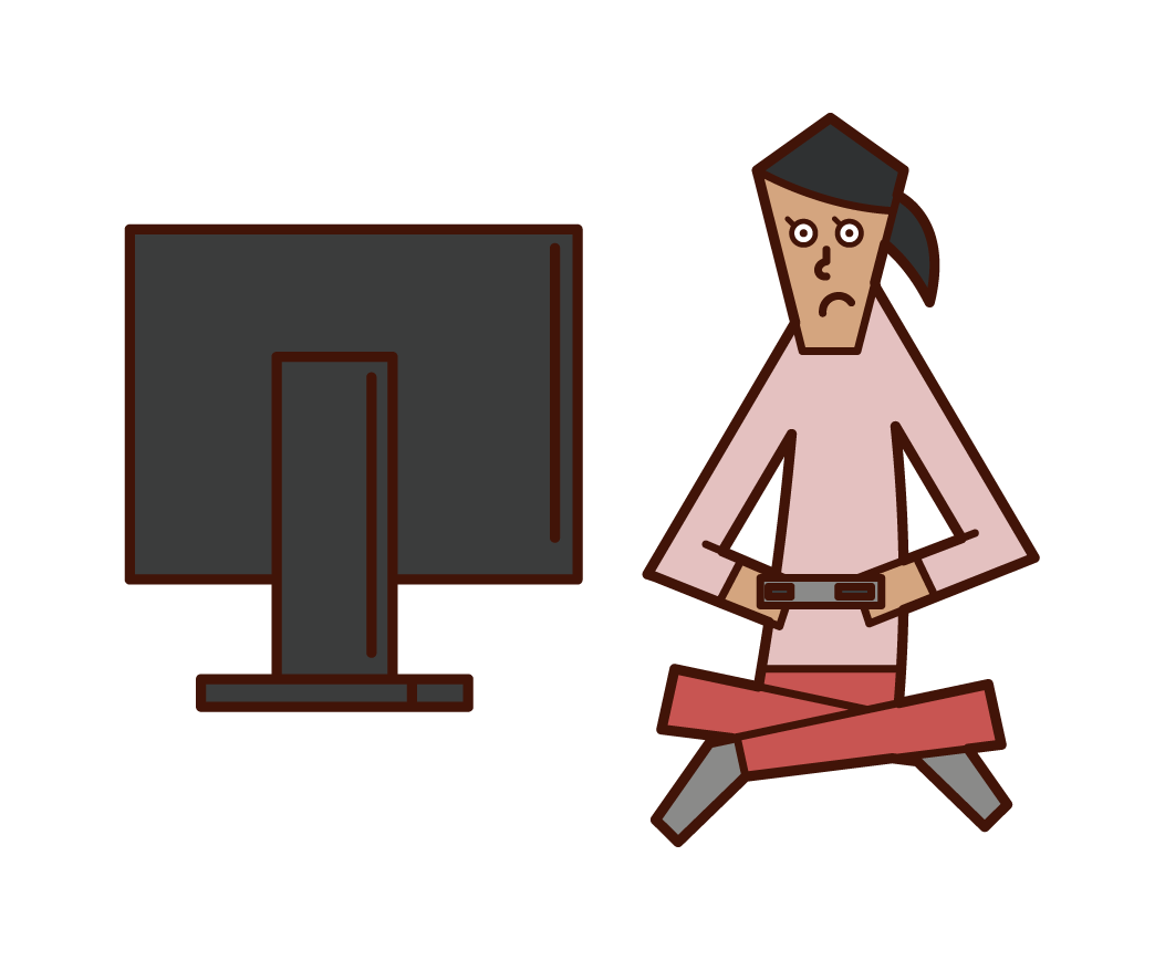 Illustration of a woman playing video games