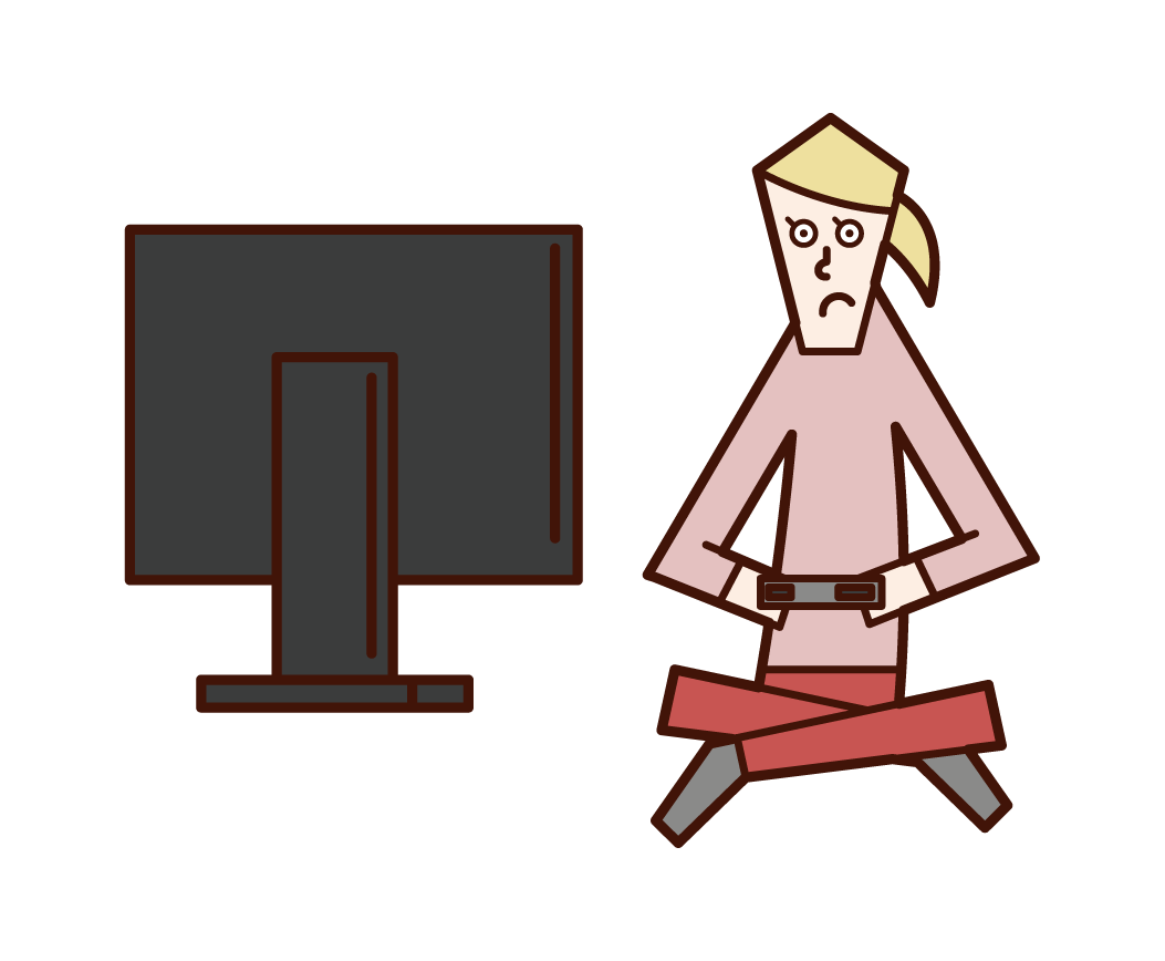 Illustration of a woman playing video games