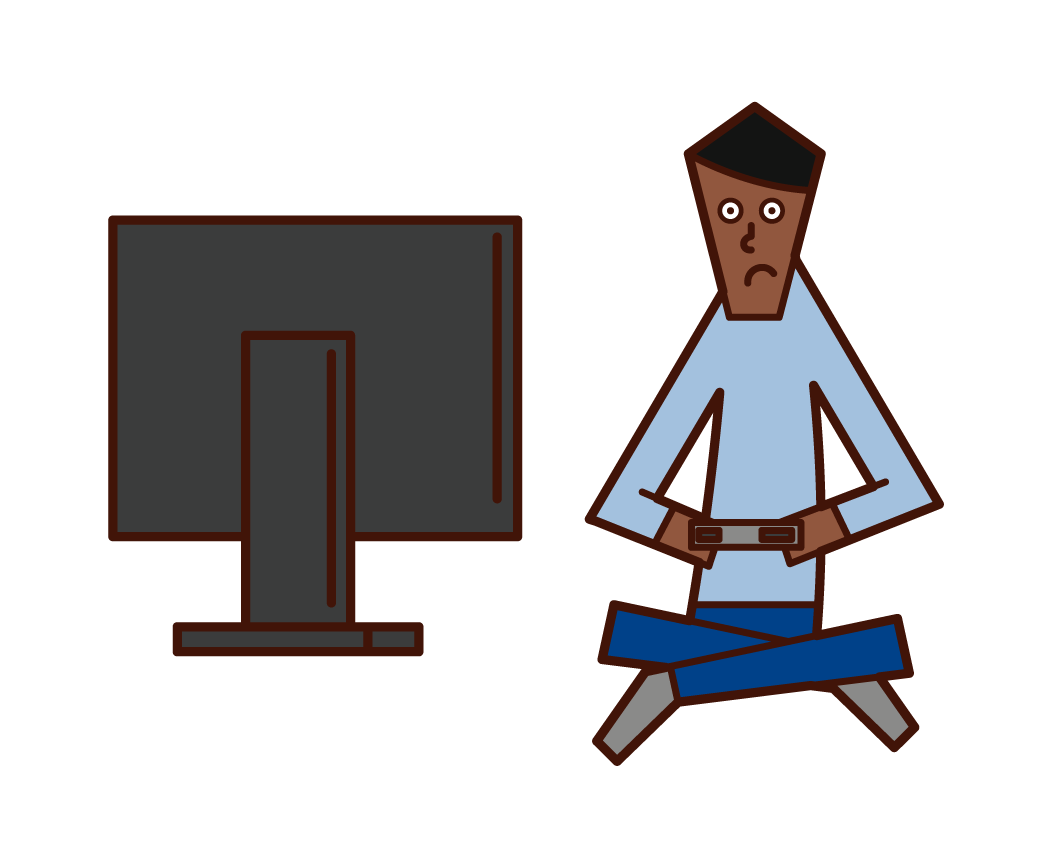 Illustration of a man playing video games