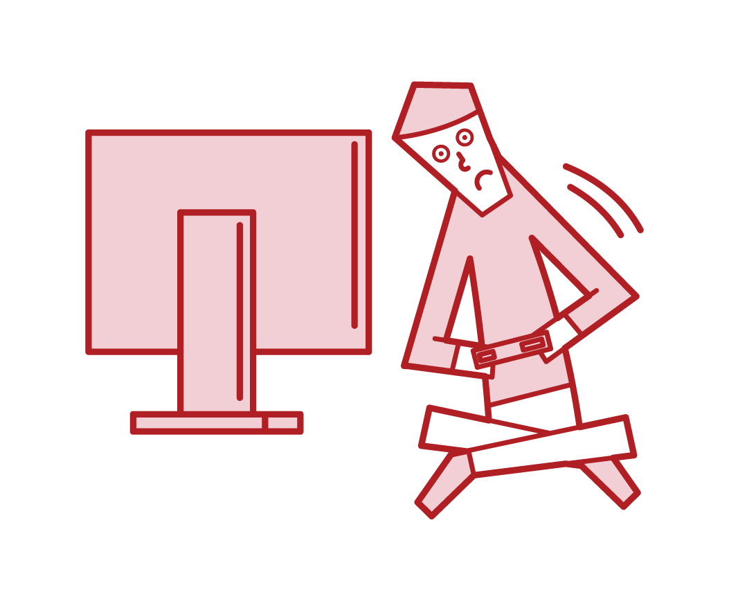 Illustration of a person (man) who moves while playing video games