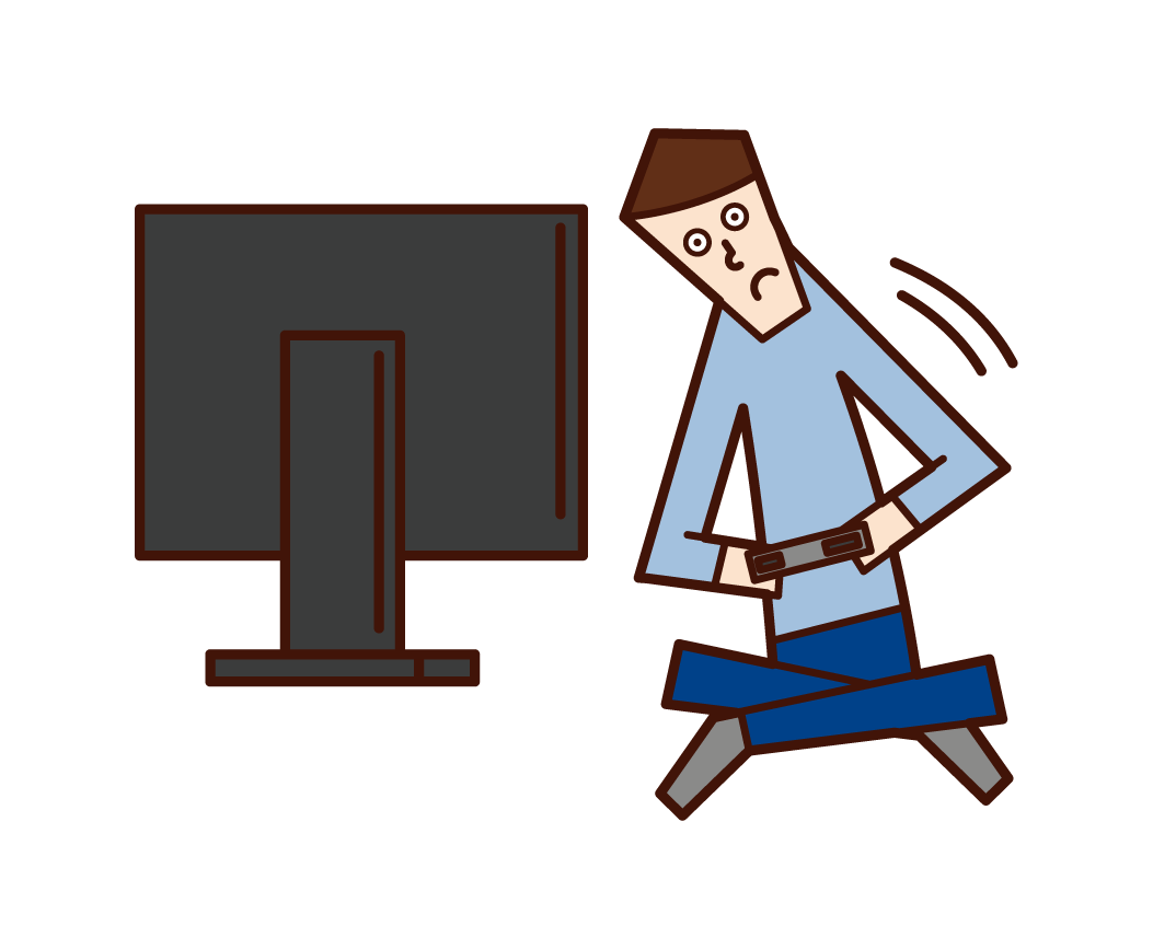 Illustration of a person (woman) who moves while playing video games