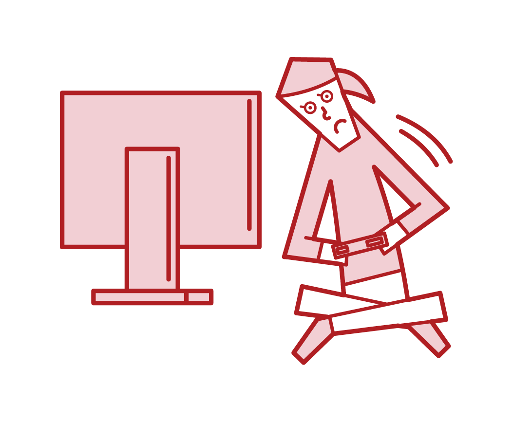 Illustration of a person (woman) who moves while playing video games