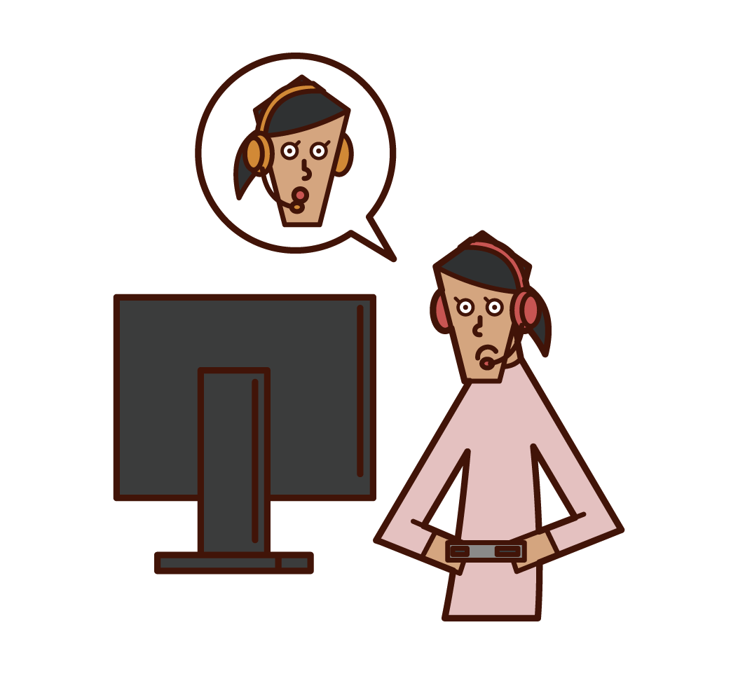 Illustration of a woman playing an online game