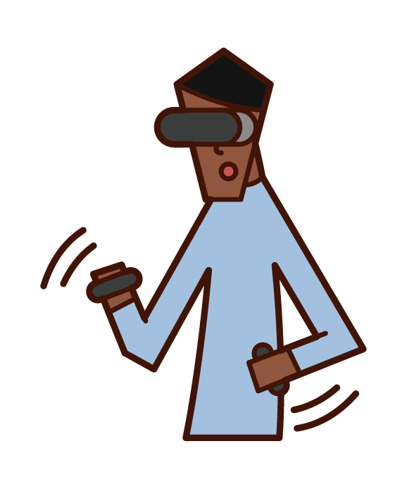 玩VR遊戲的人（男性）的插圖