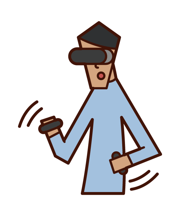 Illustration of a man playing VR games