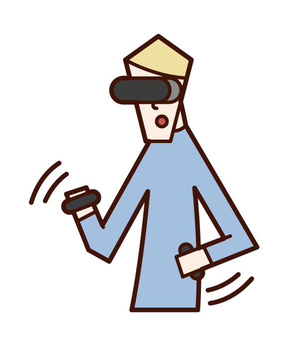 Illustration of a man playing VR games