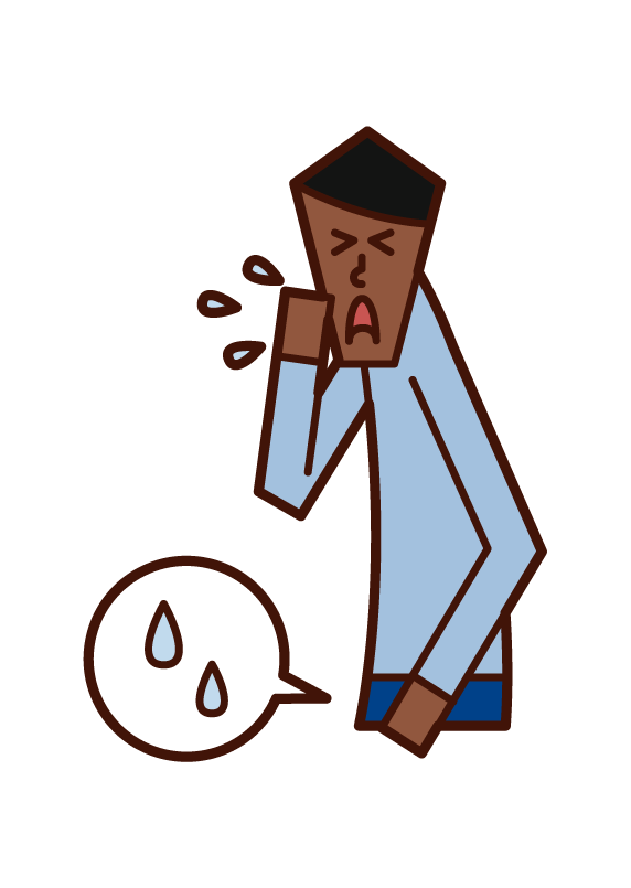 Illustration of urine leakage and abdominal pressure urinary incontinence (man)