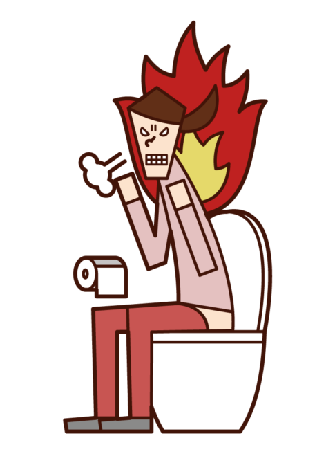 Illustration of a woman in the toilet