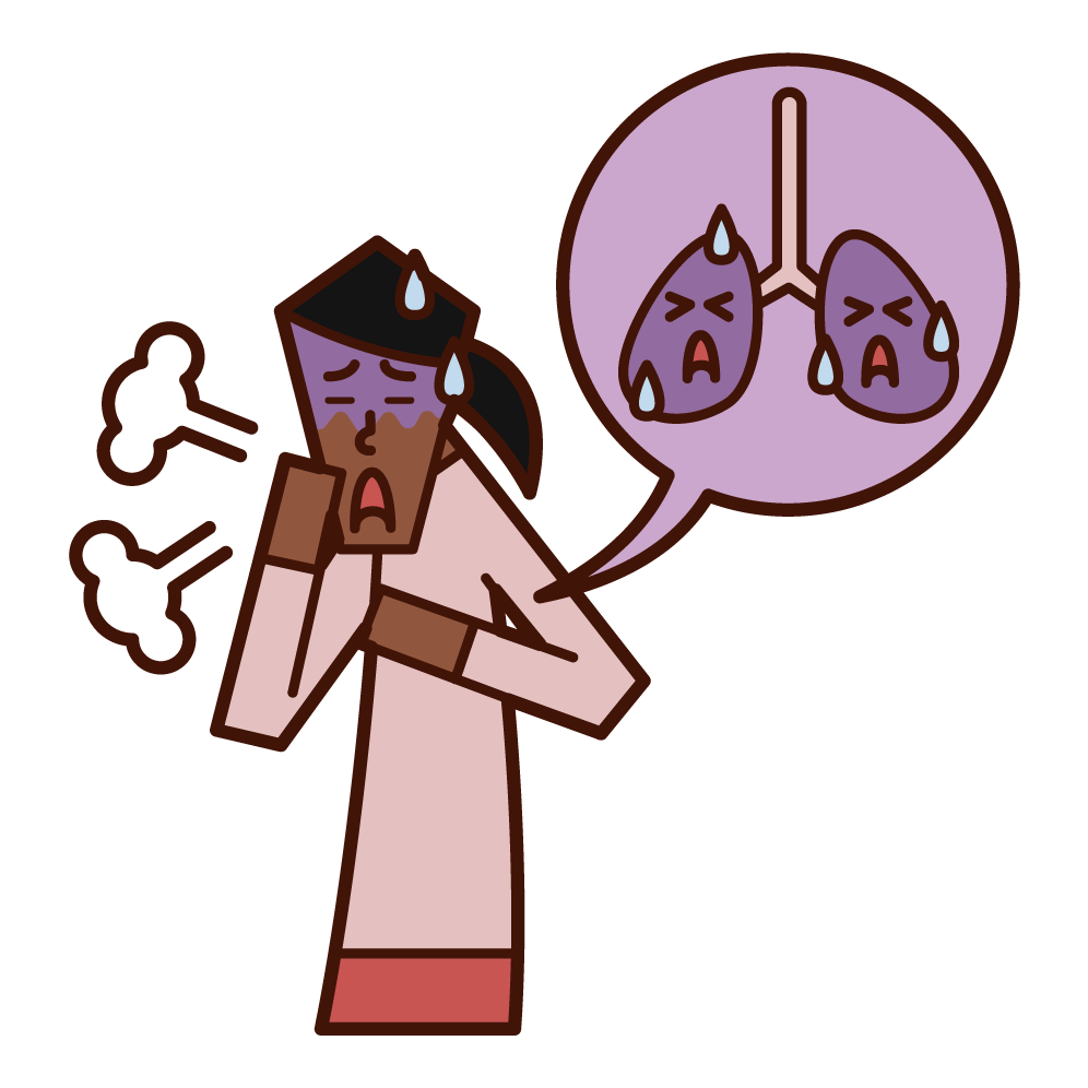 Illustration of lung cancer and lung disease (female)