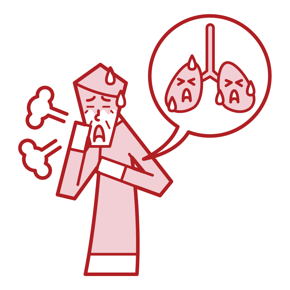 Illustration of lung cancer and lung disease (old father)