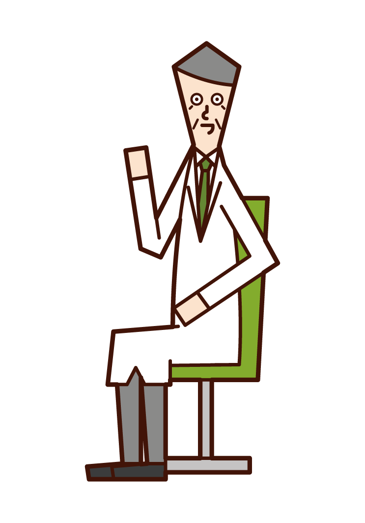 Illustration of a doctor (man) who tests his ears in the otorhinology department