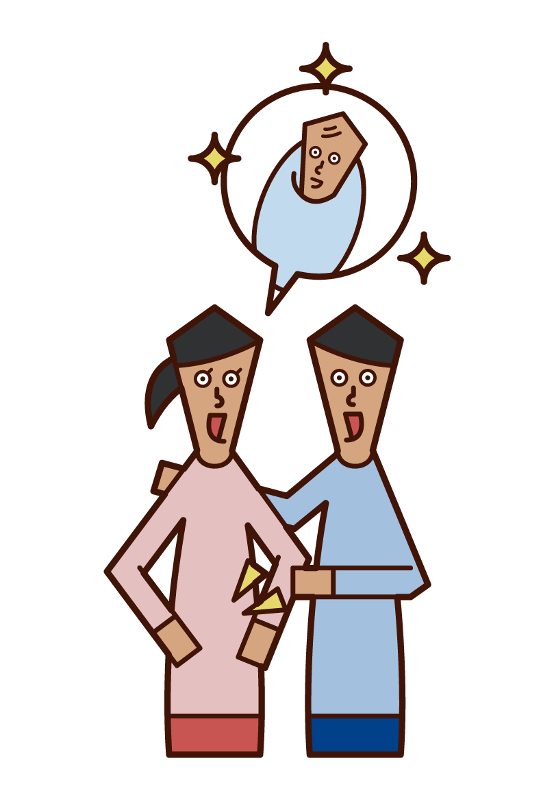 Illustration of a couple with successful infertility treatment