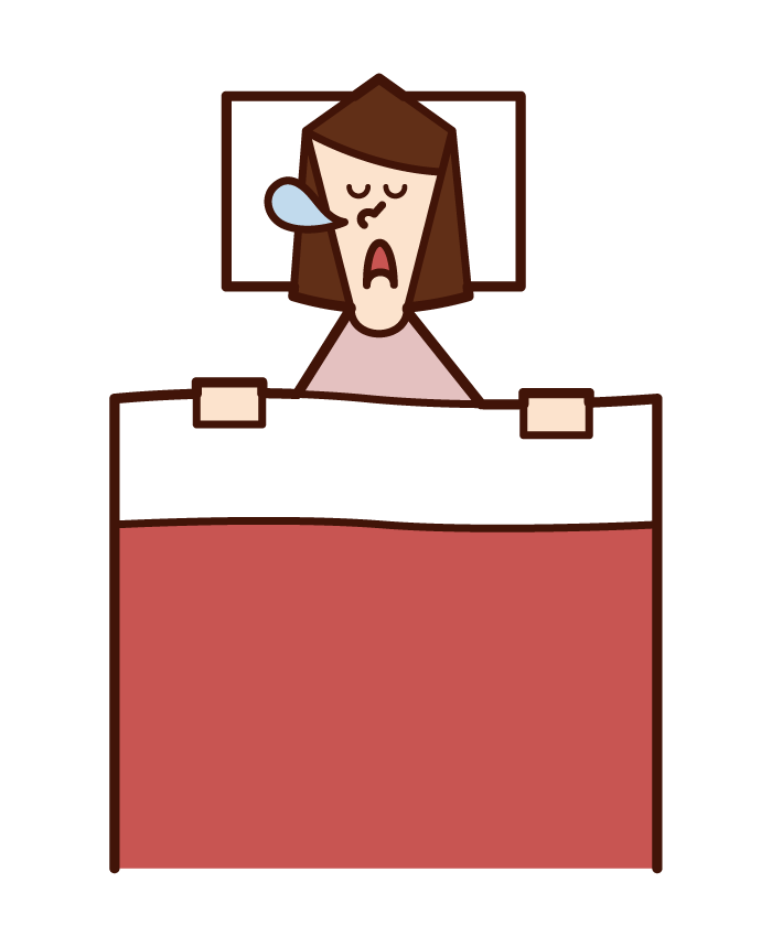 Illustration of sleeping person and sleep (woman)