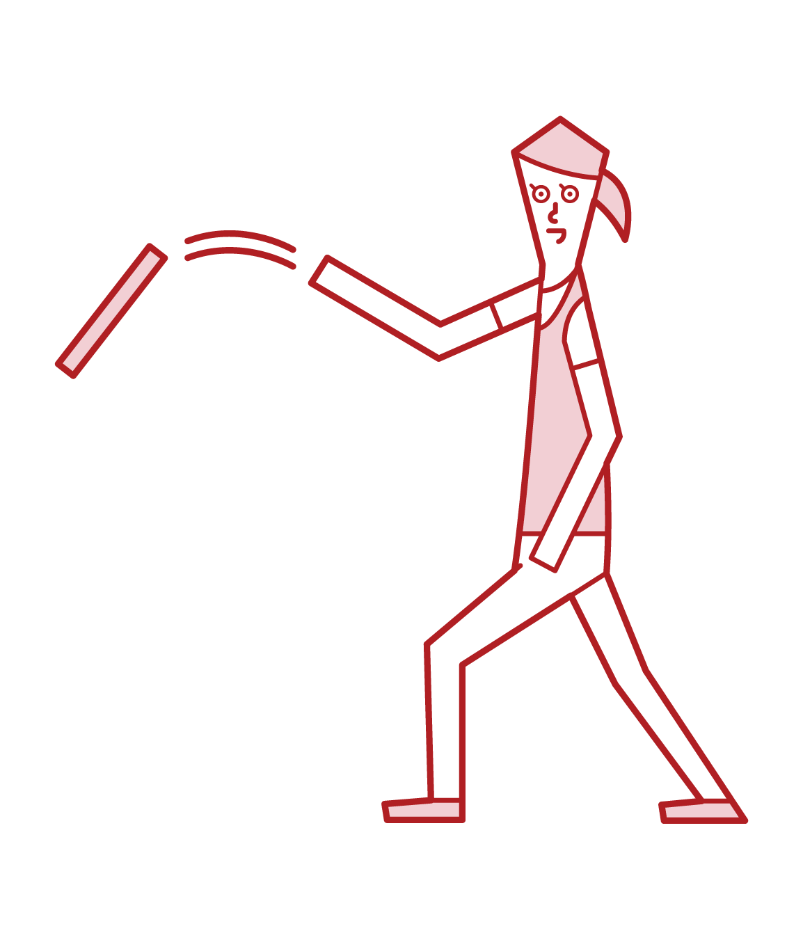 Illustration of a person (woman) throwing a rod