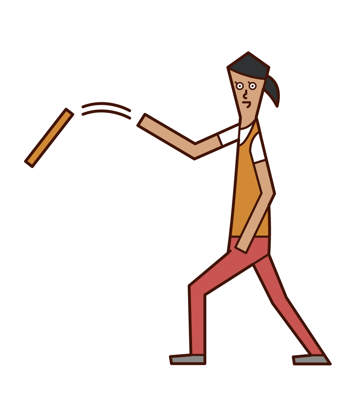 Illustration of a person (woman) throwing a rod