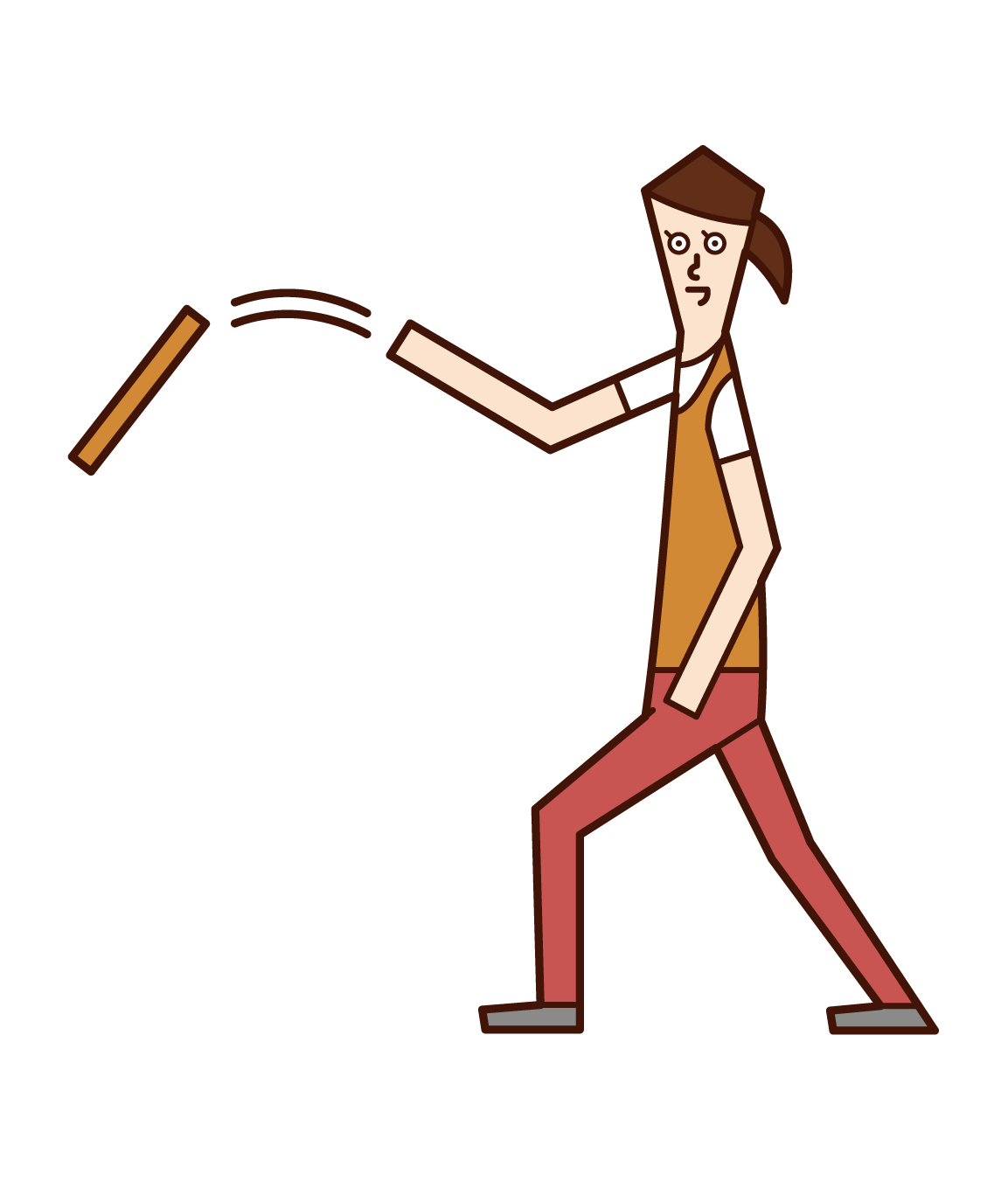 Illustration of a person (woman) throwing a rod