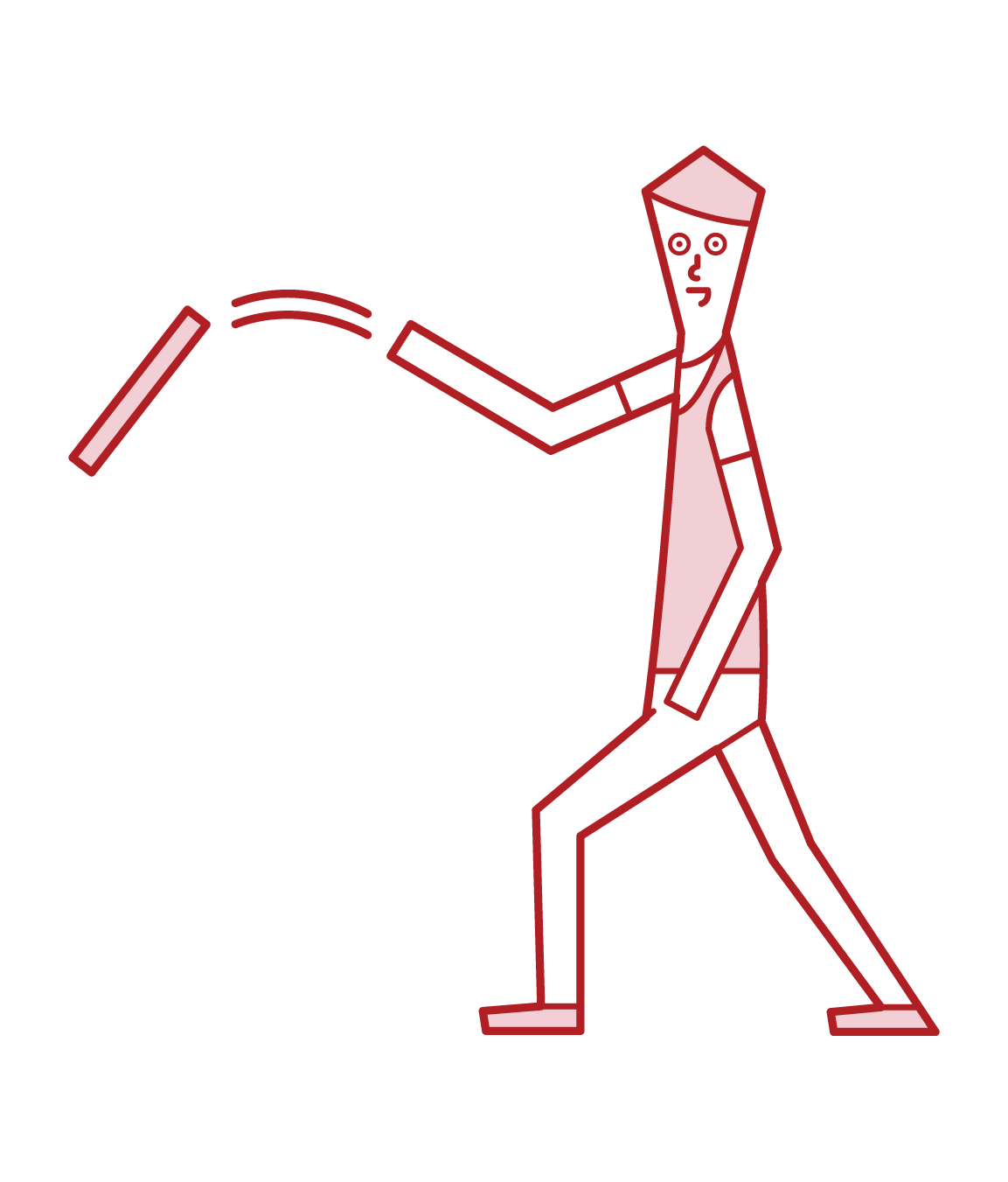 ロッドを投げる人（男性）のイラスト
