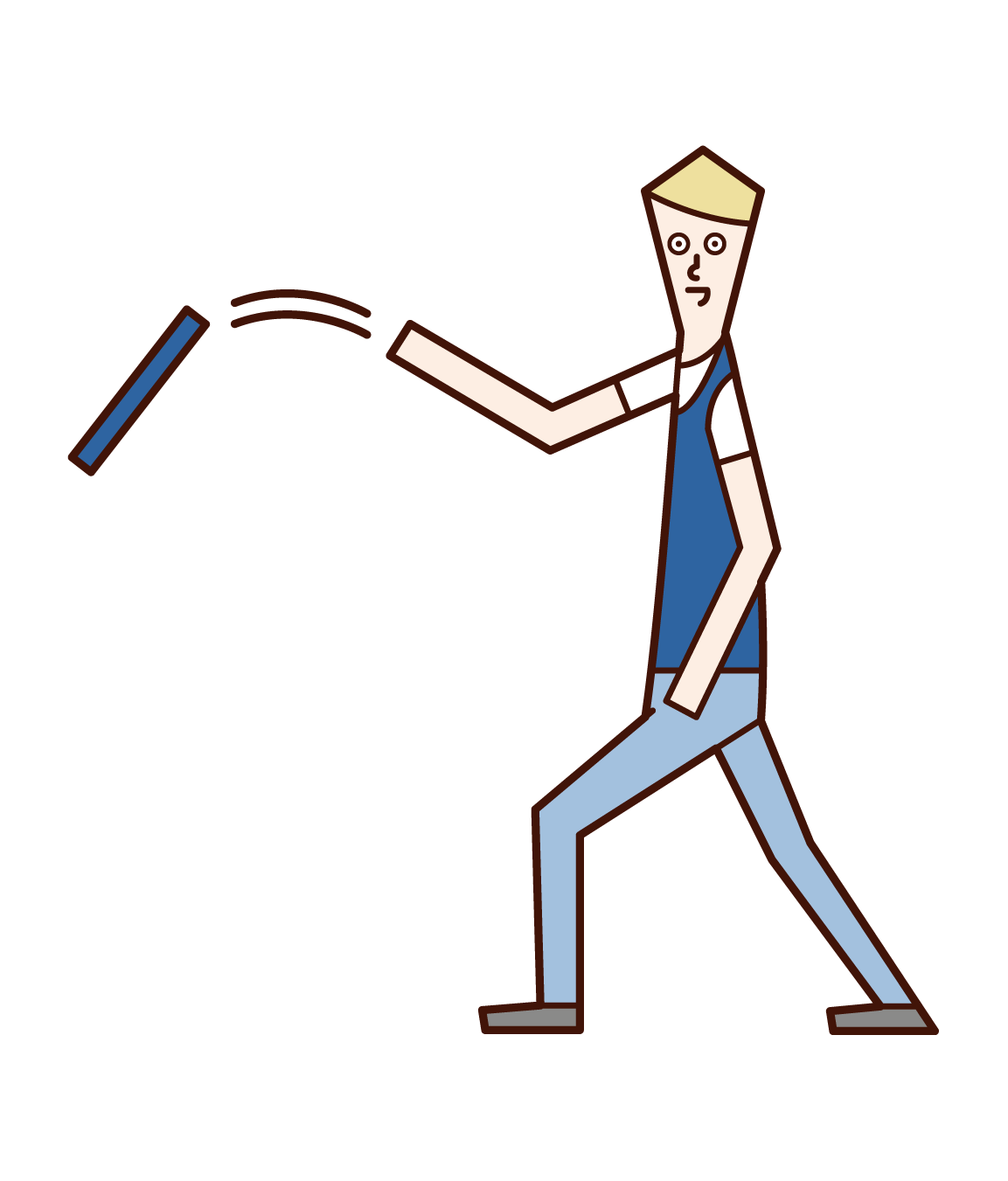 ロッドを投げる人（男性）のイラスト