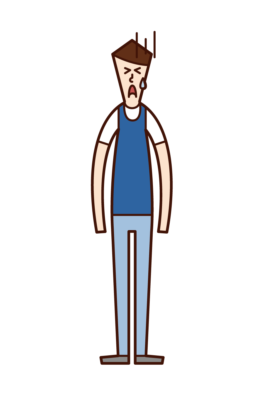 Illustration of a man wearing bibs