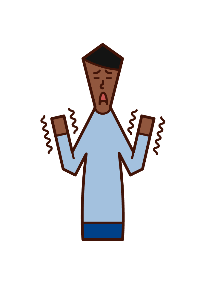 Illustration of hand tremor (man)