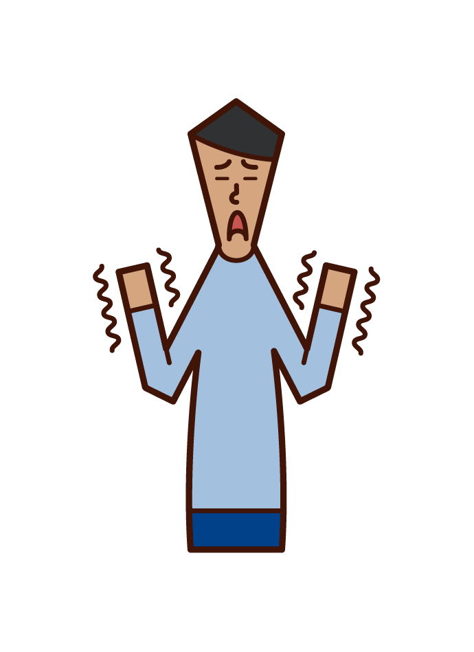 Illustration of hand tremor (man)
