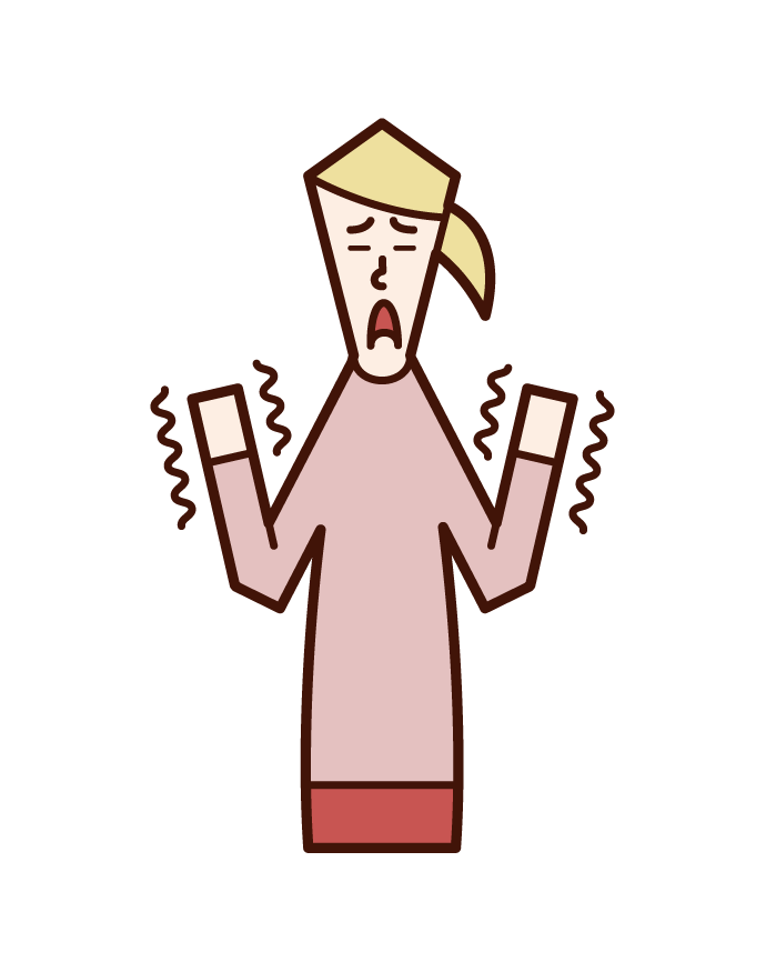 Illustration of hand tremor (woman)