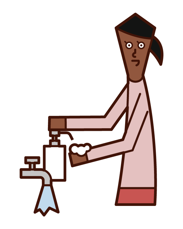 Illustration of a woman who uses soap