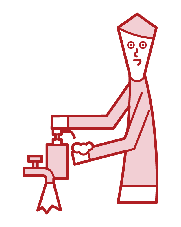Illustration of a man who uses soap