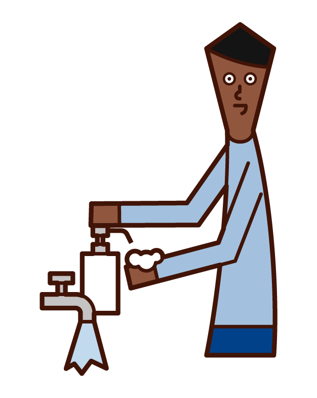 Illustration of a man who uses soap