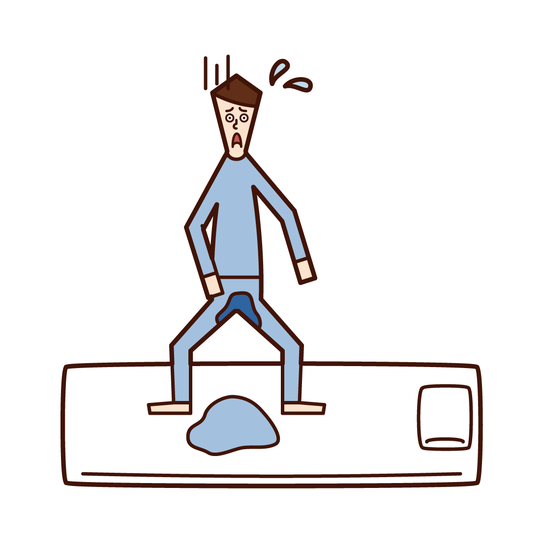 Illustration of bed and night urology (boy)