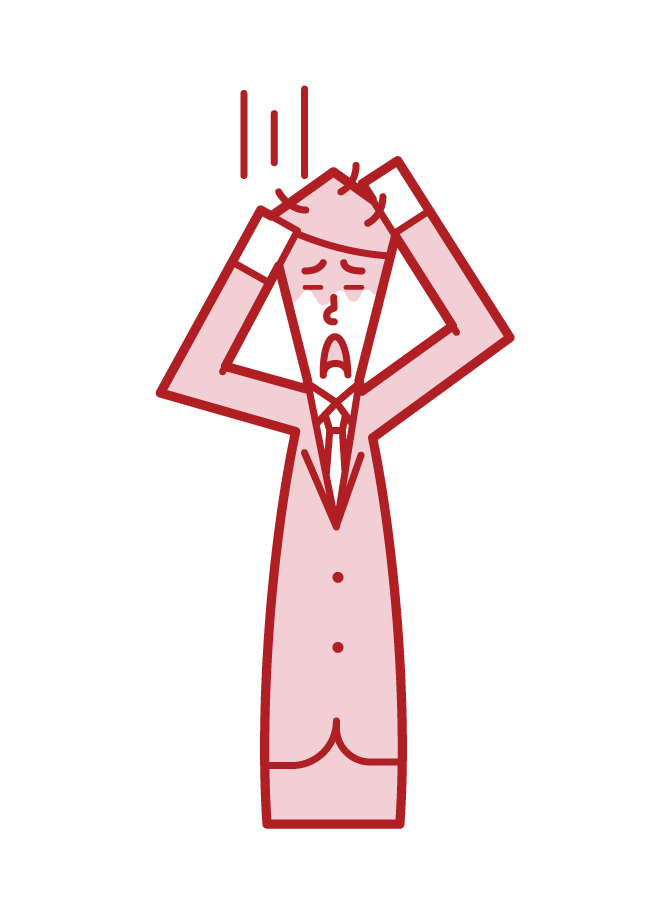 Illustration of a person (man) who feels adaptive disorders and stress