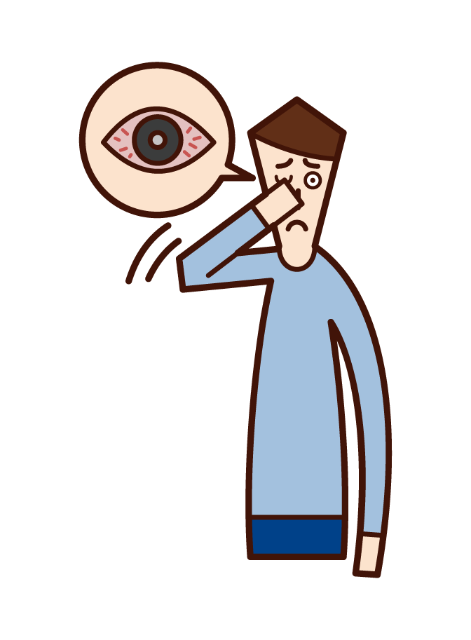 Illustration of keratitis, conjunctivitis, eye hypersmolycing