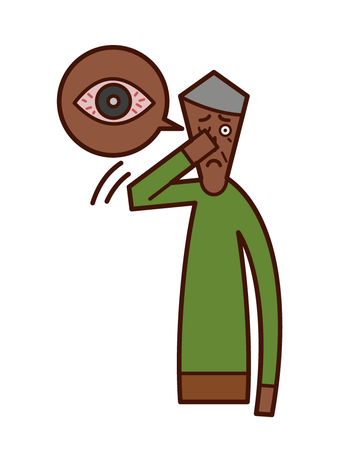 角膜炎・結膜炎・目の充血（おじいさん）のイラスト