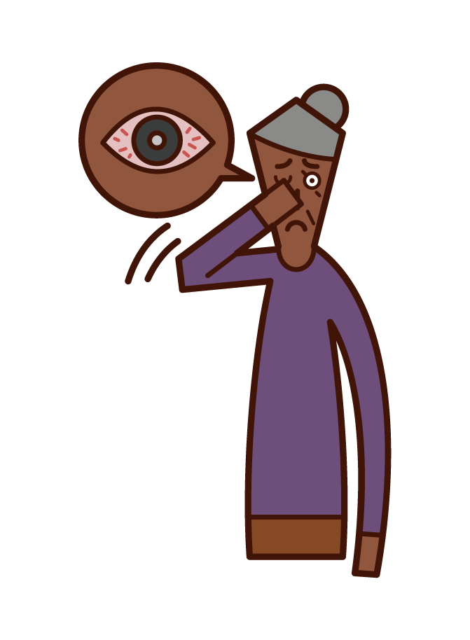 角膜炎、結膜炎和眼睛充血（祖母）的插圖