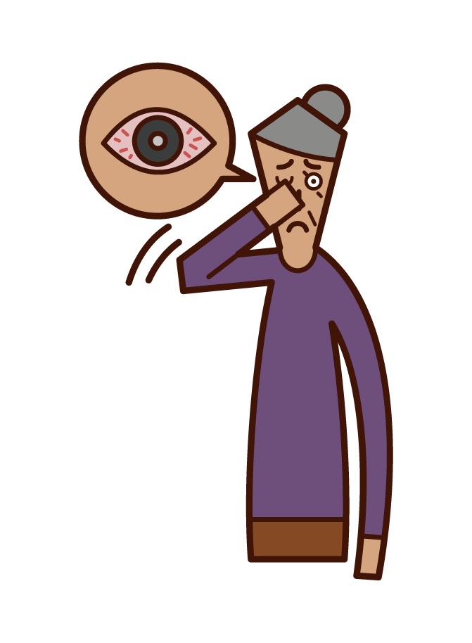 角膜炎、結膜炎和眼睛充血（祖母）的插圖