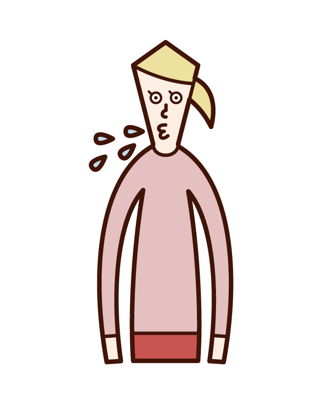 Illustration of a spitting person (woman)