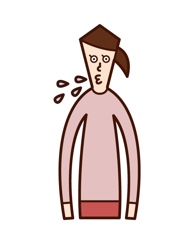 Illustration of a spitting person (woman)