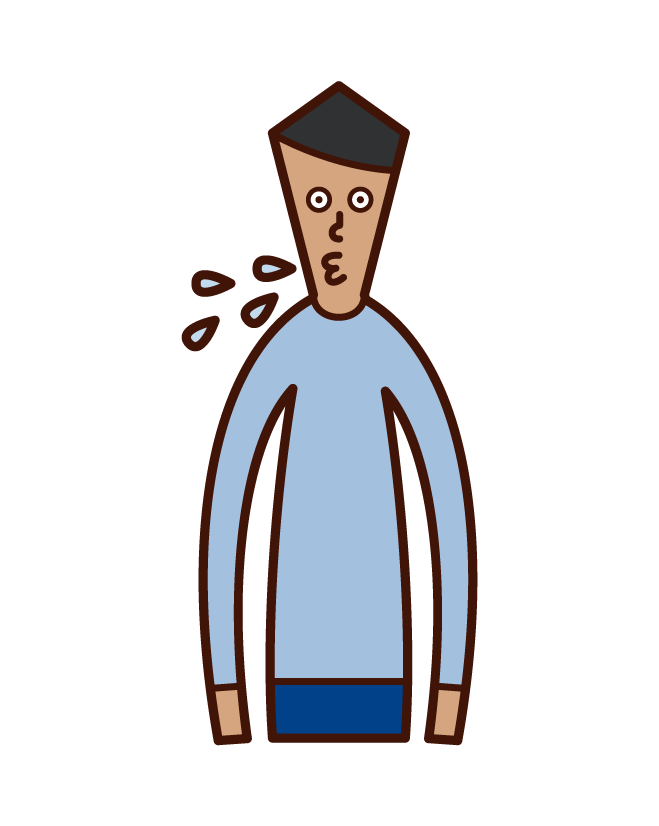 Illustration of a spitting person (man)