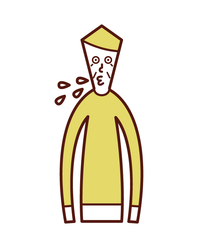 Illustration of a spitting person (old man)