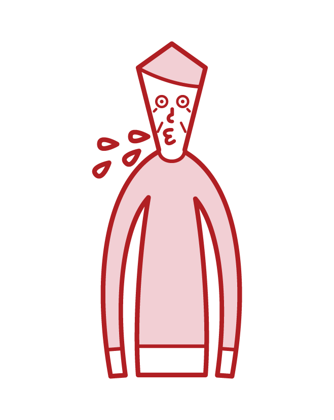 Illustration of a spitting person (old man)
