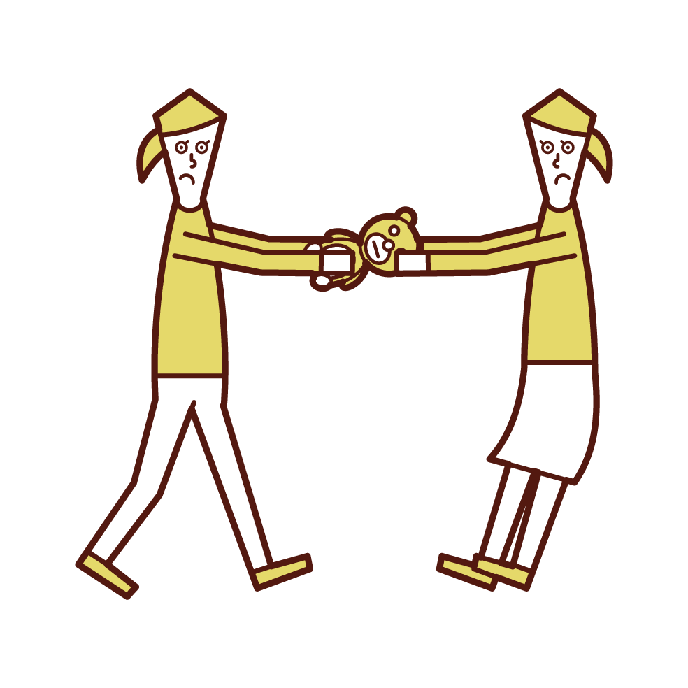 おもちゃを取り合う子供 喧嘩 女子 のイラスト フリーイラスト素材 Kukukeke ククケケ