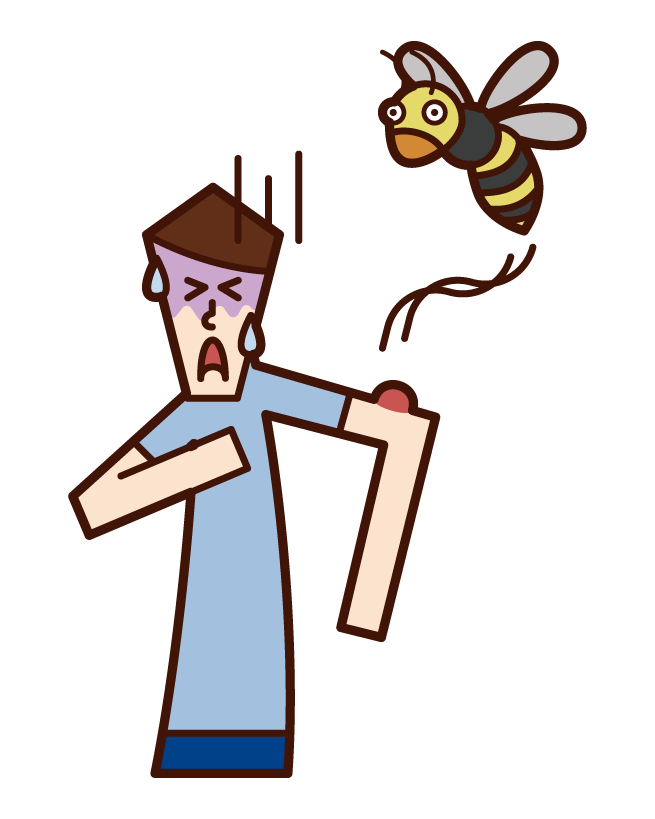 アナフィラキシーショック・蜂に刺された人（男性）のイラスト