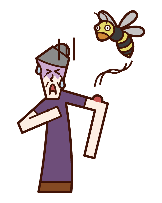 알레르기성 쇼크 꿀벌에 물린 사람 (할머니)의 그림