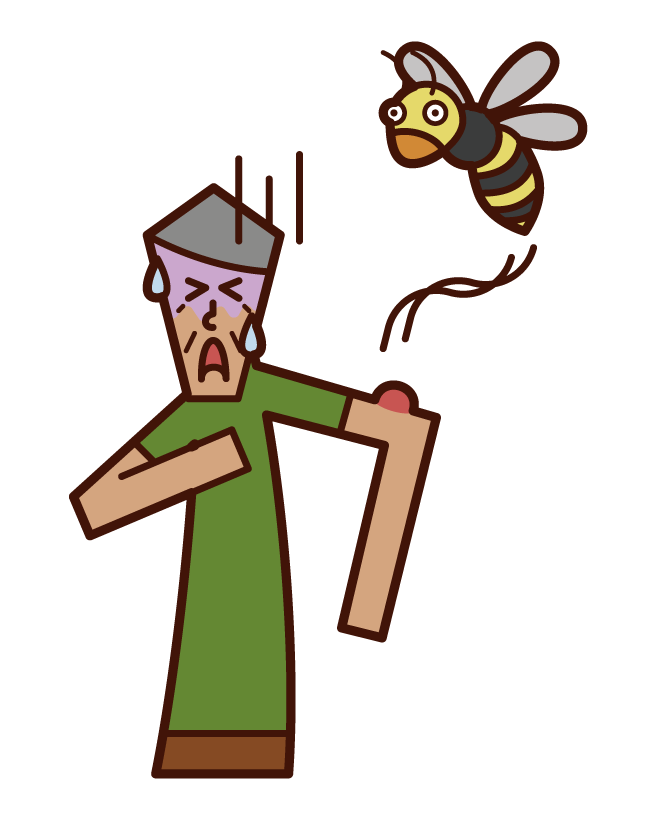 알레르기성 쇼크 꿀벌에 물린 사람 (할아버지)의 일러스트