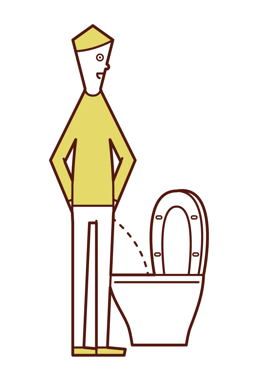 トイレで小便をする人（男性）のイラスト