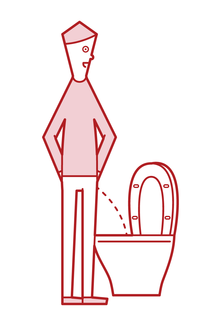 화장실에서 오줌을 싸는 사람 (남성)의 그림