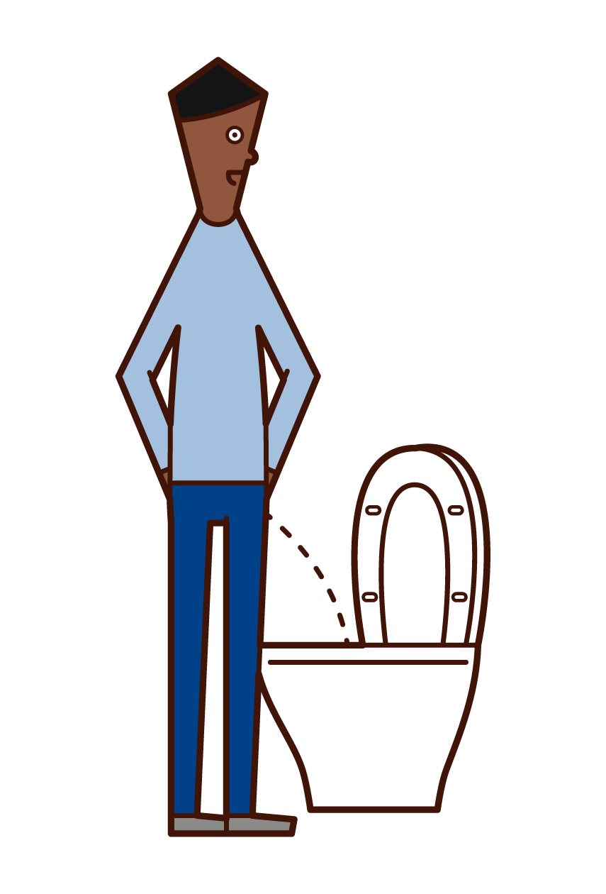 在廁所裡撒尿的人（男性）的插圖