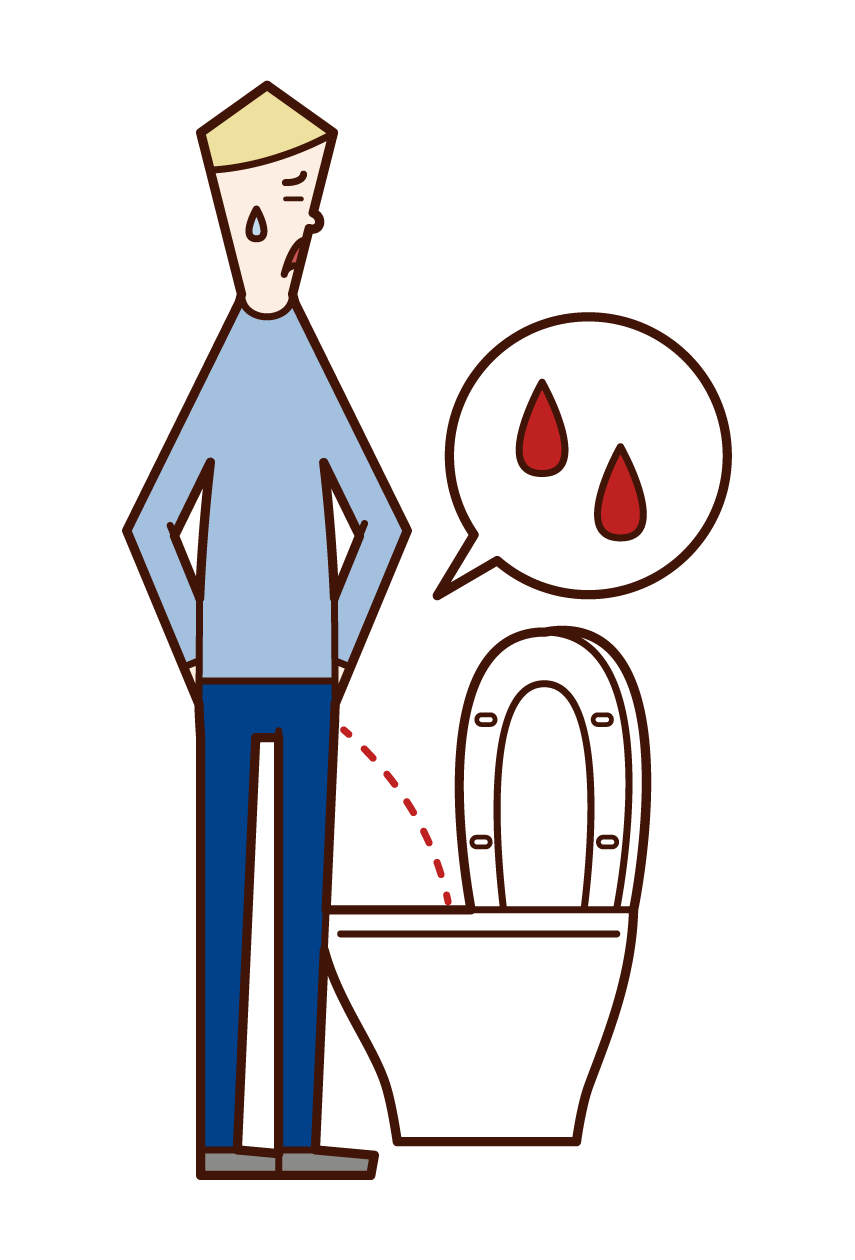 Illustration of hematuria and pyelonephritis (man)