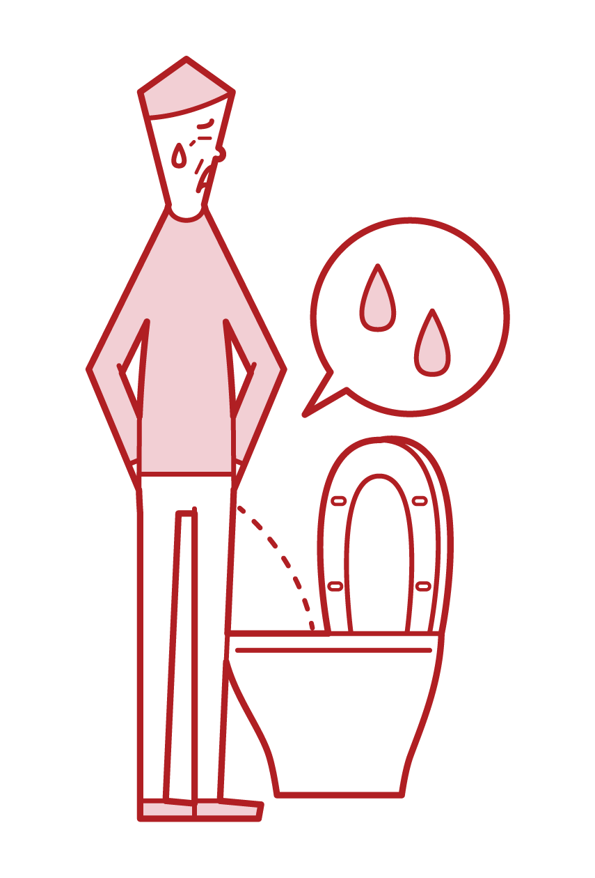 Illustration of hematuria and pyelonephritis (old man)